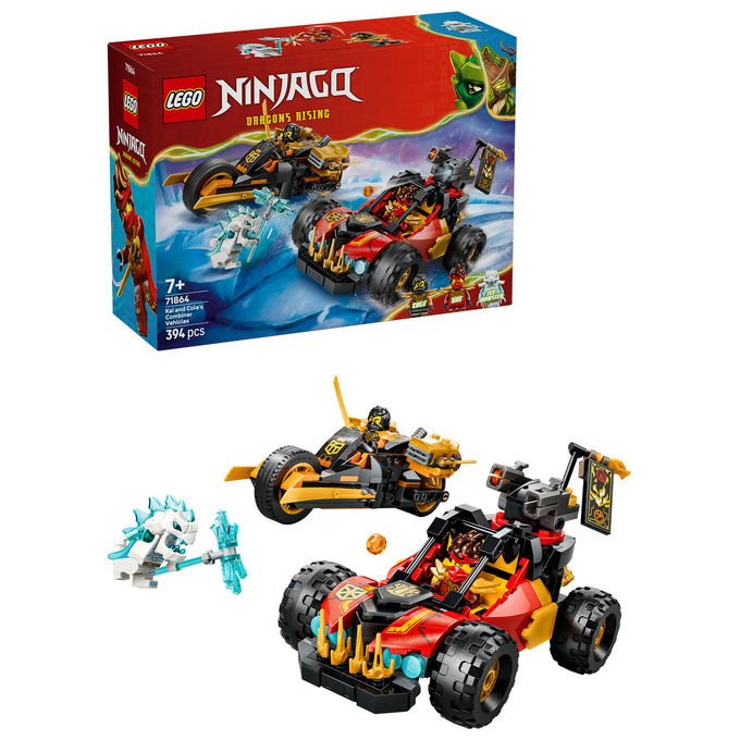 Lego 71864 Ninjago Veicoli Combinanti di Kai e Cole Set Costruzioni 394 Pezzi 3 Minifigure da 7 Anni