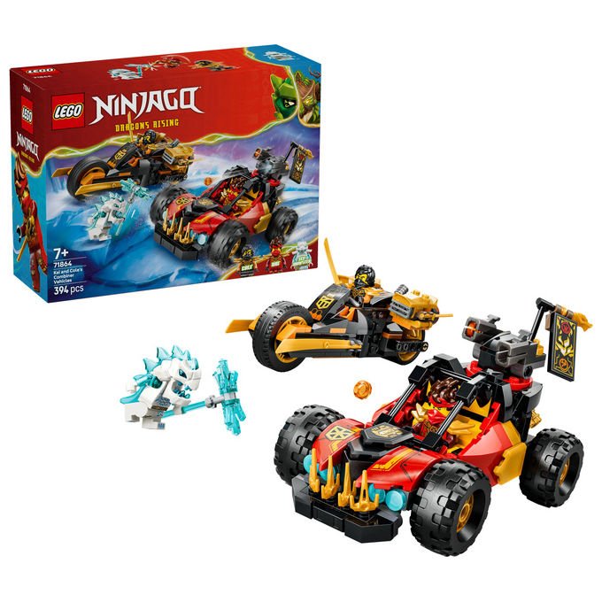 Lego 71864 Ninjago Veicoli Combinanti di Kai e Cole Set Costruzioni 394 Pezzi 3 Minifigure da 7 Anni