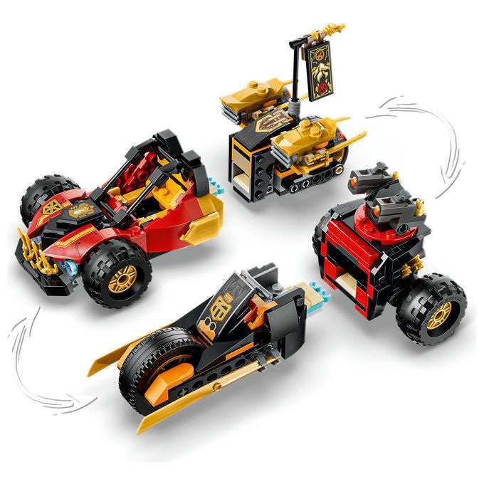 Lego 71864 Ninjago Veicoli Combinanti di Kai e Cole Set Costruzioni 394 Pezzi 3 Minifigure da 7 Anni