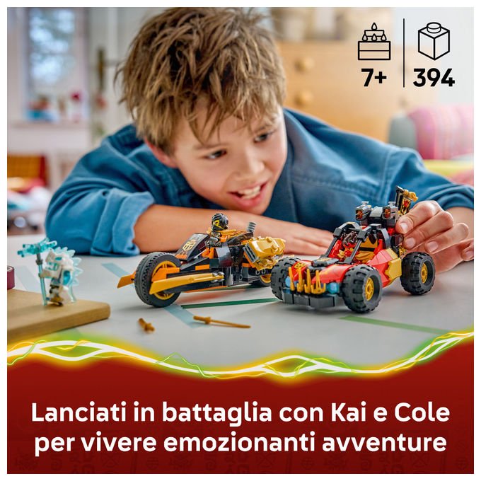 Lego 71864 Ninjago Veicoli Combinanti di Kai e Cole Set Costruzioni 394 Pezzi 3 Minifigure da 7 Anni
