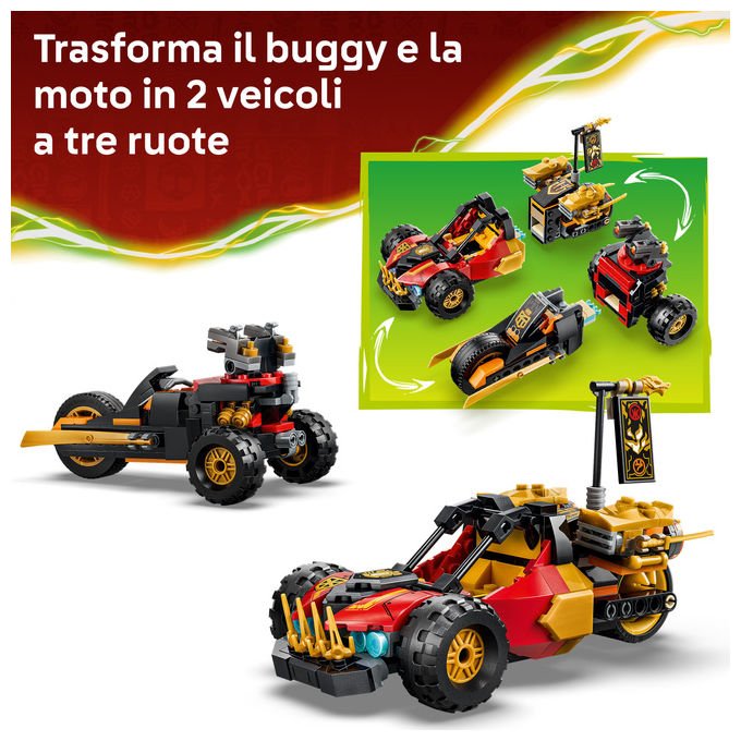 Lego 71864 Ninjago Veicoli Combinanti di Kai e Cole Set Costruzioni 394 Pezzi 3 Minifigure da 7 Anni