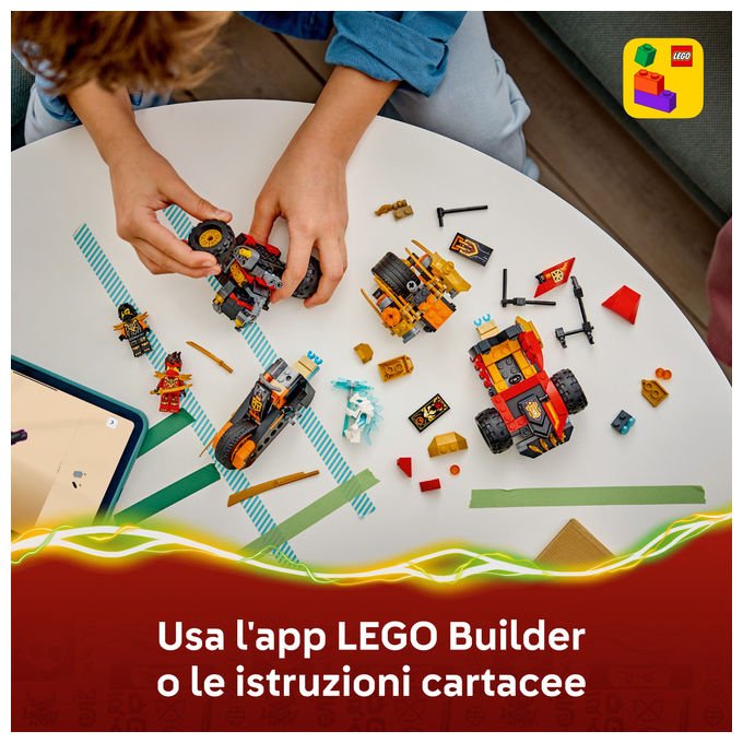 Lego 71864 Ninjago Veicoli Combinanti di Kai e Cole Set Costruzioni 394 Pezzi 3 Minifigure da 7 Anni