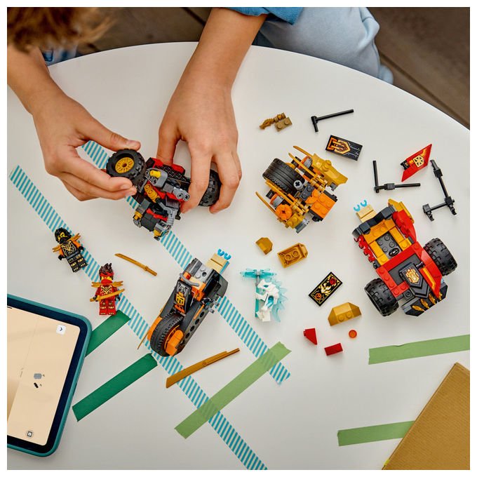 Lego 71864 Ninjago Veicoli Combinanti di Kai e Cole Set Costruzioni 394 Pezzi 3 Minifigure da 7 Anni