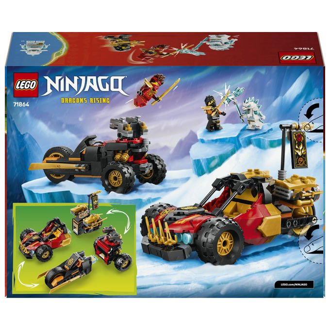 Lego 71864 Ninjago Veicoli Combinanti di Kai e Cole Set Costruzioni 394 Pezzi 3 Minifigure da 7 Anni