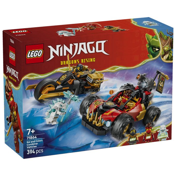 Lego 71864 Ninjago Veicoli Combinanti di Kai e Cole Set Costruzioni 394 Pezzi 3 Minifigure da 7 Anni