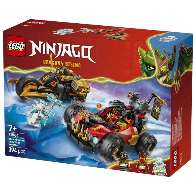 Lego 71864 Ninjago Veicoli Combinanti di Kai e Cole Set Costruzioni 394 Pezzi 3 Minifigure da 7 Anni