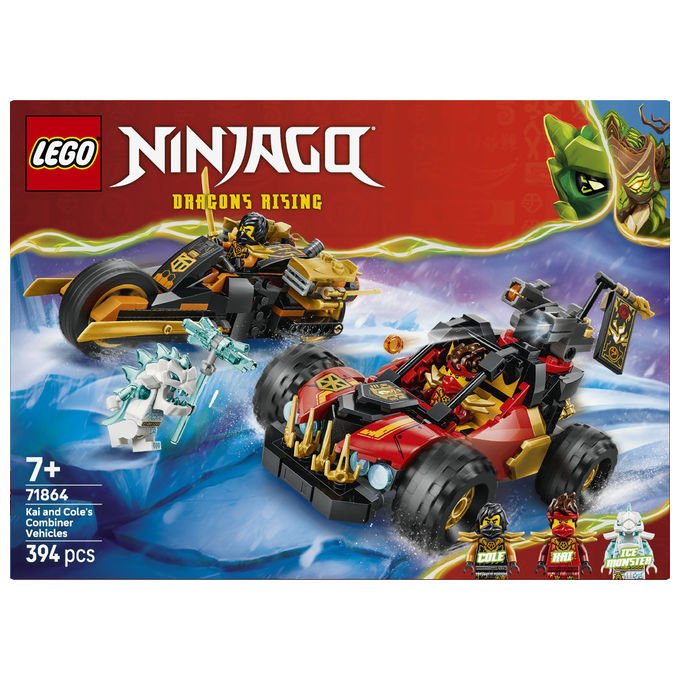 Lego 71864 Ninjago Veicoli Combinanti di Kai e Cole Set Costruzioni 394 Pezzi 3 Minifigure da 7 Anni