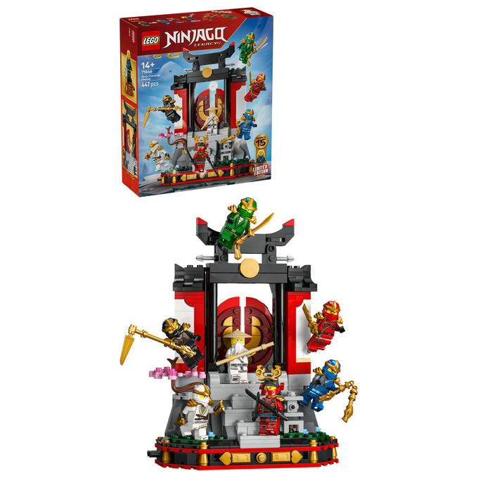 Lego 71866 Ninjago Display Personaggi Ninja 15° Anniversario Monastero Ninja Set da Costruzione 447 Pezzi 8 Minifigure