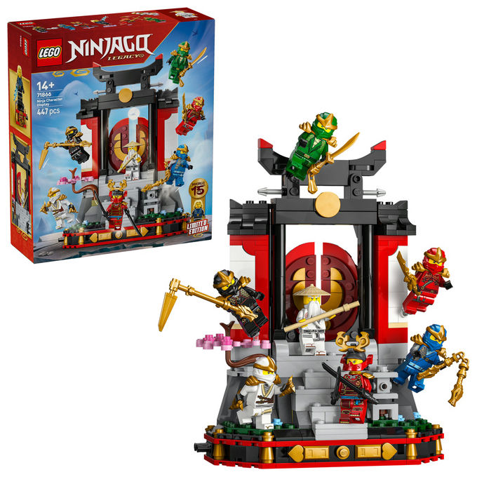 Lego 71866 Ninjago Display Personaggi Ninja 15° Anniversario Monastero Ninja Set da Costruzione 447 Pezzi 8 Minifigure