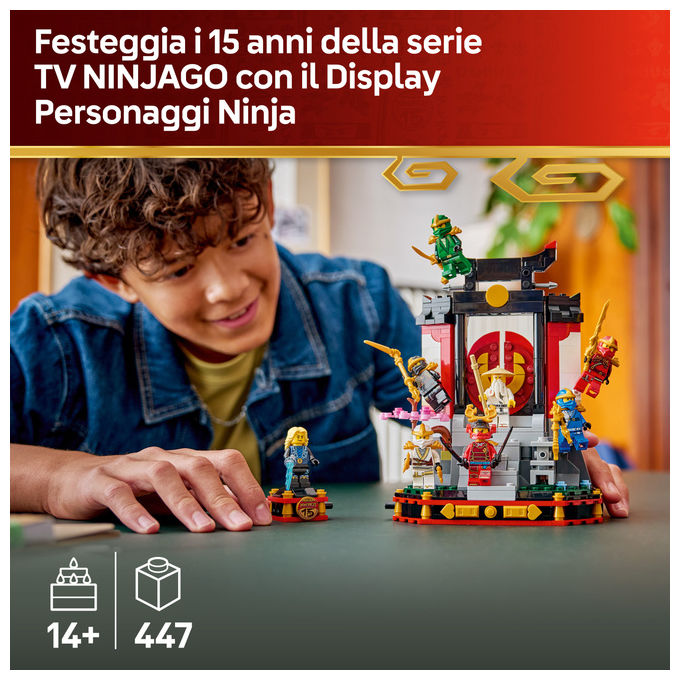 Lego 71866 Ninjago Display Personaggi Ninja 15° Anniversario Monastero Ninja Set da Costruzione 447 Pezzi 8 Minifigure