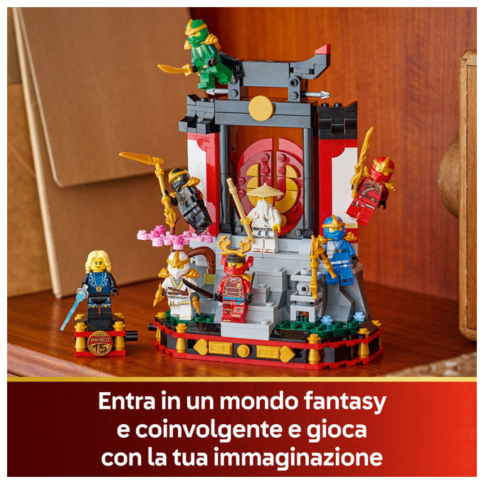 Lego 71866 Ninjago Display Personaggi Ninja 15° Anniversario Monastero Ninja Set da Costruzione 447 Pezzi 8 Minifigure