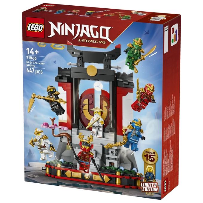 Lego 71866 Ninjago Display Personaggi Ninja 15° Anniversario Monastero Ninja Set da Costruzione 447 Pezzi 8 Minifigure
