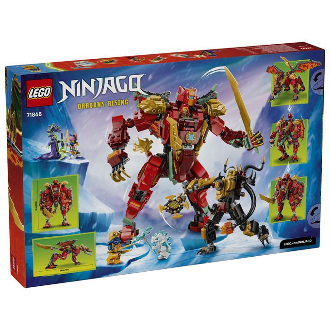 Lego 71868 Ninjago Mech Drago Mutaforma di Wyldfyre Set da Costruzione 2 in 1 Dragons Rising 821 pezzi 6 Minifigure 9+