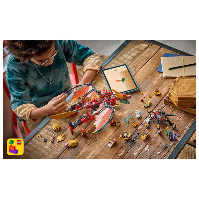 Lego 71868 Ninjago Mech Drago Mutaforma di Wyldfyre Set da Costruzione 2 in 1 Dragons Rising 821 pezzi 6 Minifigure 9+