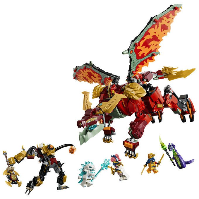 Lego 71868 Ninjago Mech Drago Mutaforma di Wyldfyre Set da Costruzione 2 in 1 Dragons Rising 821 pezzi 6 Minifigure 9+