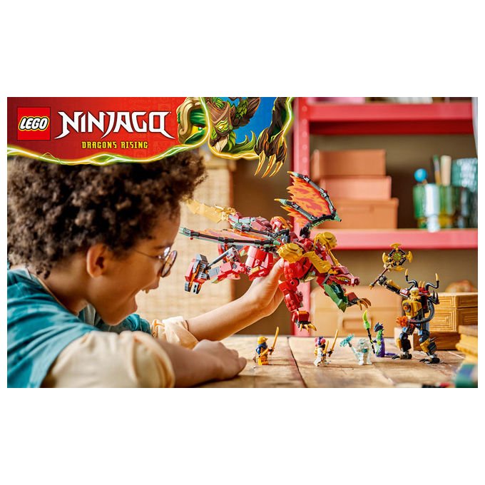 Lego 71868 Ninjago Mech Drago Mutaforma di Wyldfyre Set da Costruzione 2 in 1 Dragons Rising 821 pezzi 6 Minifigure 9+