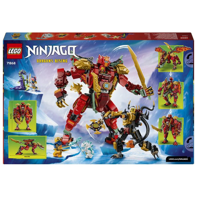 Lego 71868 Ninjago Mech Drago Mutaforma di Wyldfyre Set da Costruzione 2 in 1 Dragons Rising 821 pezzi 6 Minifigure 9+