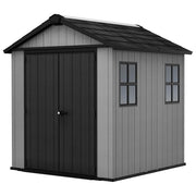 Keter 273218 Newton Plus 757-775 Casetta da Giardino in Resina EVOTECH+ 4 m² Doppia Porta 2 Finestre Lucernario Pavimento Incluso colore Grigio