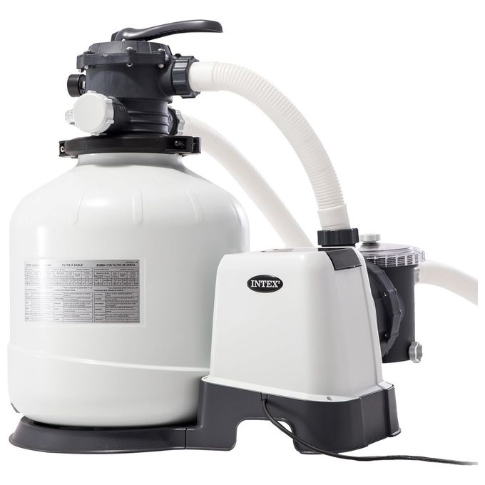 Intex 26652 Pompa Filtro a Sabbia Krystal Clear Flusso d'Acqua 12000 L-h Flusso di Sistema 9200 L-h Plastica Bianco Senza Clorinatore Flusso Acqua 12000 L-h