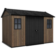 Keter 263098 Signature Apex Casetta da Giardino in Resina 350x230x246 cm 6,8 m² Tetto a Due Falde Pavimento Incluso colore Walnut