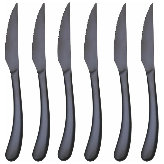 Montecarlo Set 6 Coltelli Bistecca Nero Lucido