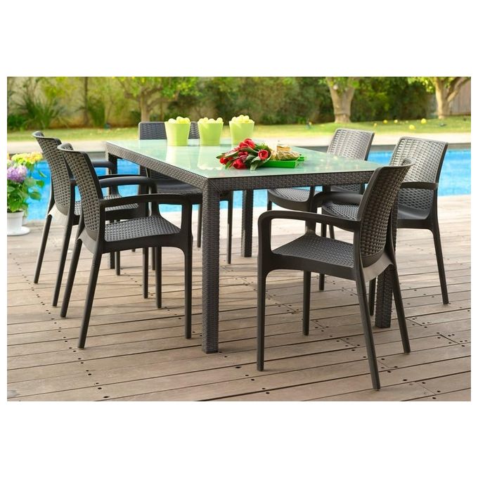 Keter Set 8 Pezzi Sedia Bali Mono Grafite per Arredo Giardino Robusto e Elegante