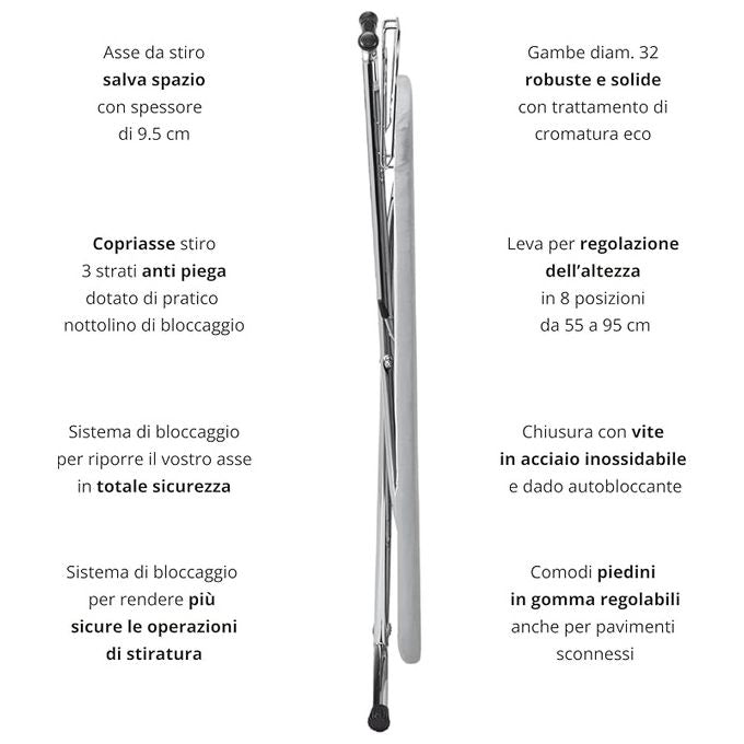 Top House Piano da Stiro 125x48cm con Supporto Universale e Copriasse