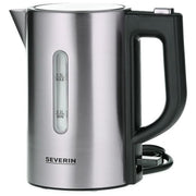 Severin WK 3647 Set di Bollitore da Viaggio con 2 Tazze in Plastica e 2 Cucchiai in Acciaio Inox Spazzolato-Nero
