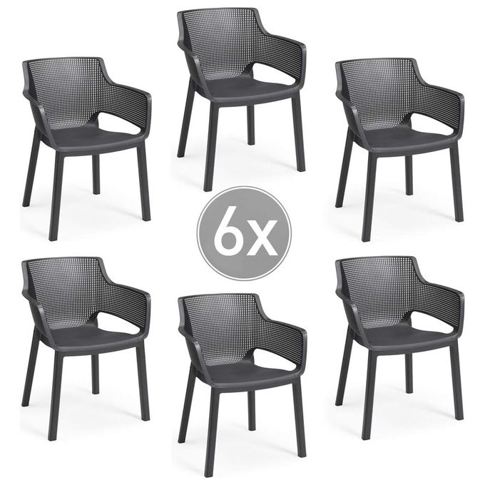Keter Set 6 Pezzi Sedia Elisa Grafite
