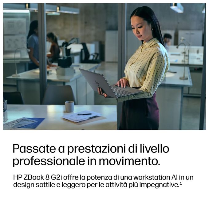 HP DK1L7ET ZBook 8 G2i Workstation mobile Intel Core Ultra 7 356H 32 GB DDR5-SDRAM 1 TB SSD NVIDIA RTX PRO 500 Blackwell Wi-Fi 7 Windows 11 Pro colore Argento