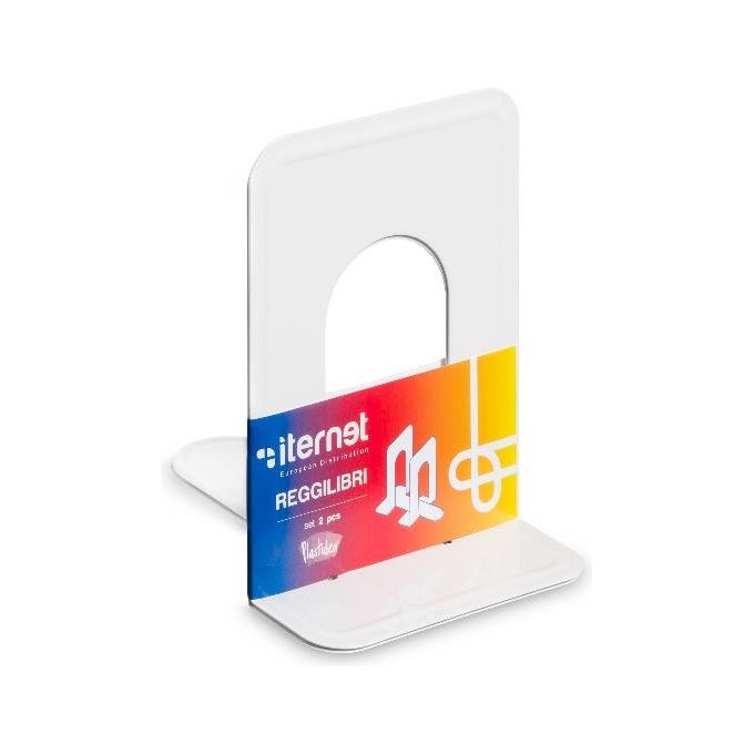 Plastidea Confezione 2 Reggilibri 12.7x16.5x16.5cm Bianco