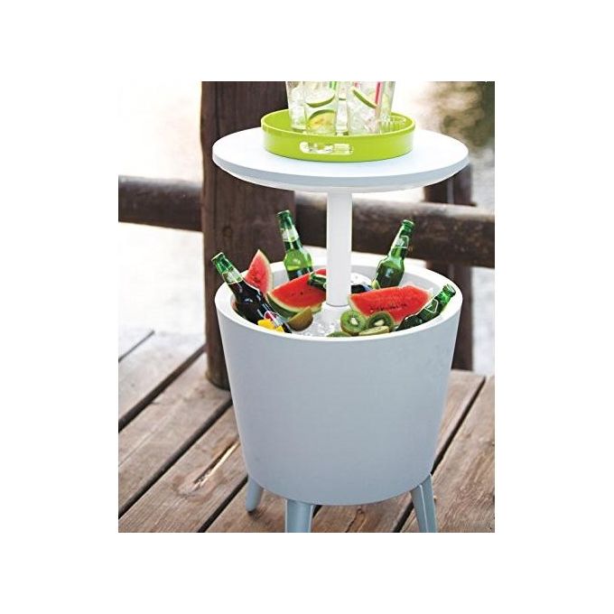 Keter 238028 Cool Bar Tavolino Portaghiaccio da Esterno 30 Lt doppia parete portata 50 Kg colore Bianco