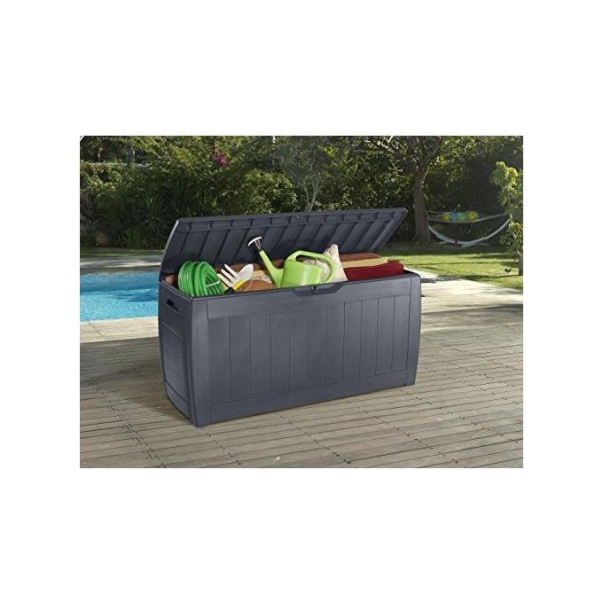 Keter Baule Da Giardino Hollywood 117,5X45X57,3H 270 Lt Grafite Ideale per Riporre Cuscini e Attrezzi Con Sistema Ventilazione