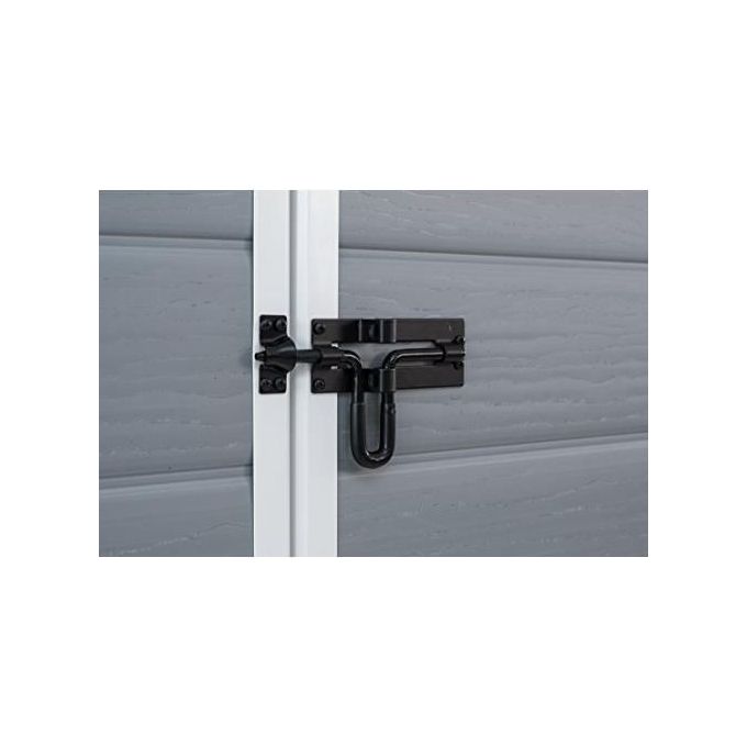 Keter K203521 Manor 6x5 Casetta da Giardino in Resina Doppia Porta Finestra Laterale Pavimento Incluso 185x152x226 cm colore Grigio