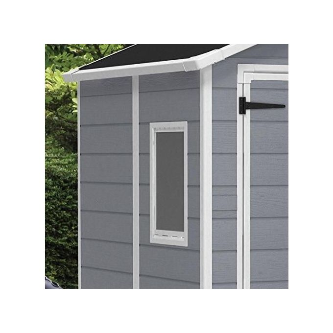 Keter K203521 Manor 6x5 Casetta da Giardino in Resina Doppia Porta Finestra Laterale Pavimento Incluso 185x152x226 cm colore Grigio