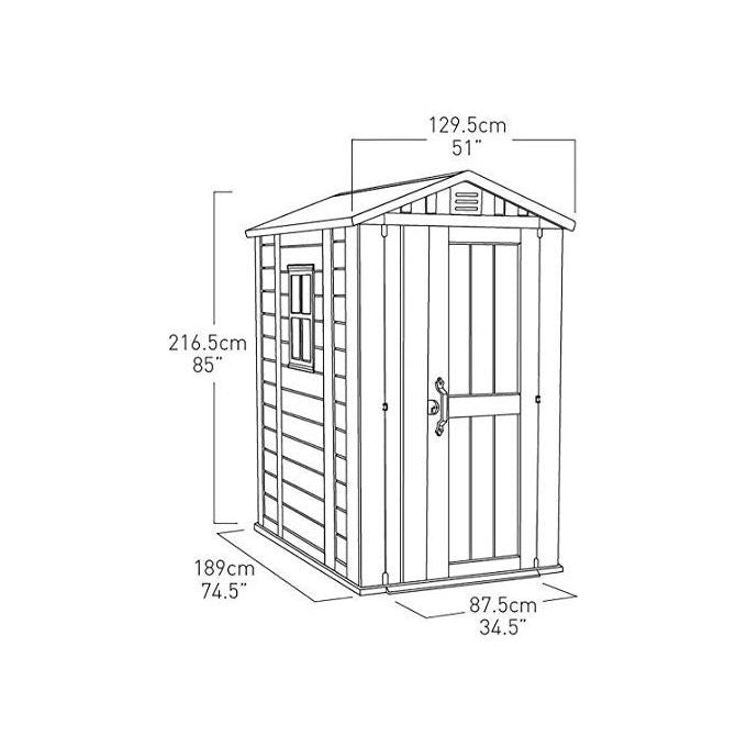 Keter Casetta da Giardino Factor 4X6 in Resina 129,5x188,5x216,5h Beige