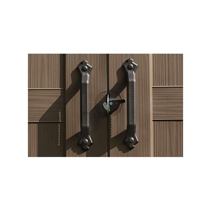 Keter K209871 Factor Casetta da Giardino in Resina 256.5x182x243 cm Pavimento Incluso 2 Mensole colore Beige