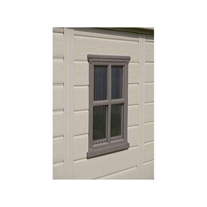Keter K209871 Factor Casetta da Giardino in Resina 256.5x182x243 cm Pavimento Incluso 2 Mensole colore Beige
