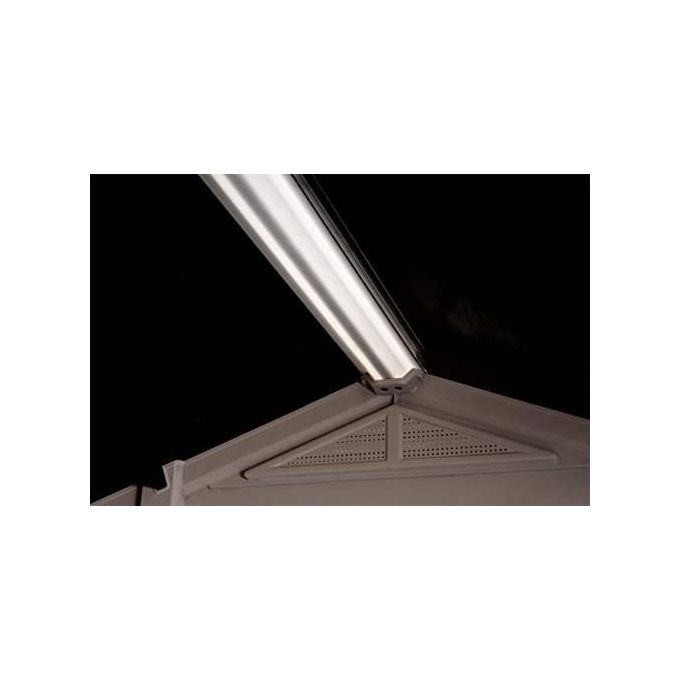 Keter K209871 Factor Casetta da Giardino in Resina 256.5x182x243 cm Pavimento Incluso 2 Mensole colore Beige