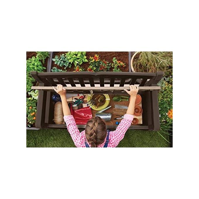 Keter Cassapanca Eden Bench in Resina 140x60x84h 265 lt Marrone-Beige per Arredo Giardino
