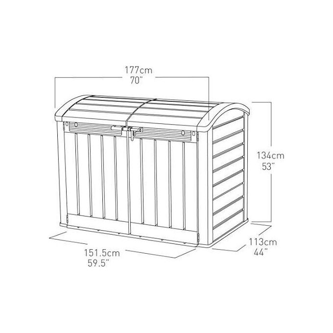 Keter 17199414 Store-It-Out Ultra Box Portattrezzi in Resina 2000L Pavimento Incluso Chiusura Lucchettabile colore Beige e Marrone