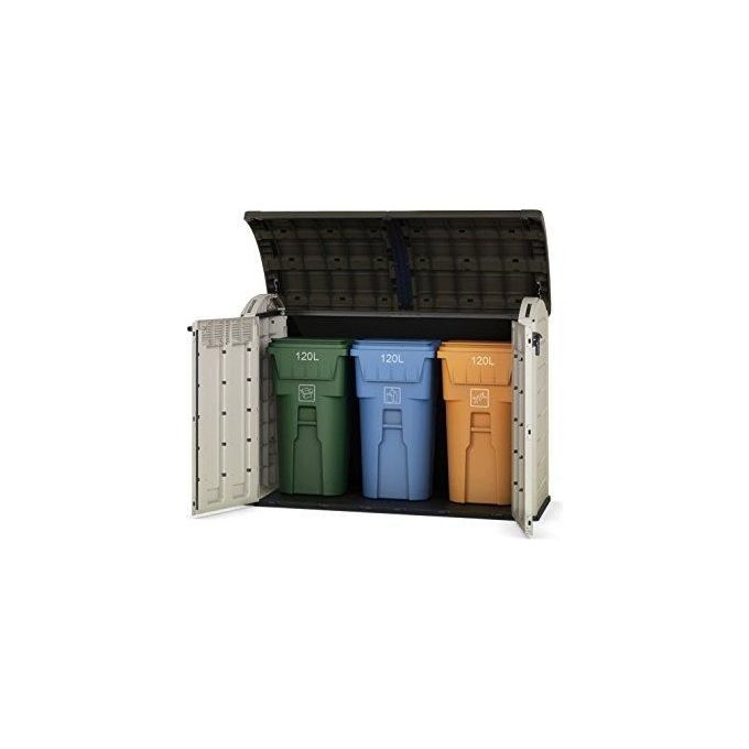 Keter 17199414 Store-It-Out Ultra Box Portattrezzi in Resina 2000L Pavimento Incluso Chiusura Lucchettabile colore Beige e Marrone