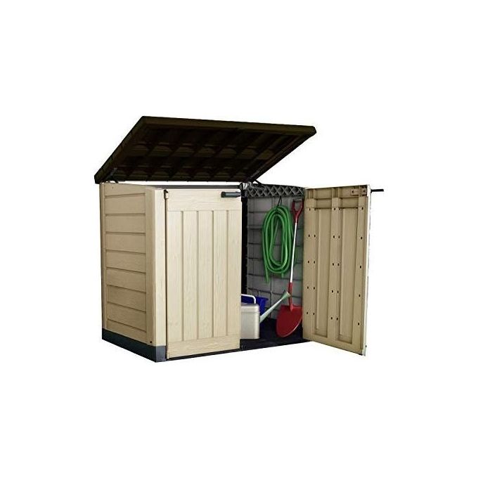 Keter 17199416 Store-It-Out MAX Portattrezzi da Esterno in Resina 1200 L con Pavimento incluso Chiudibile a Chiave colore Beige