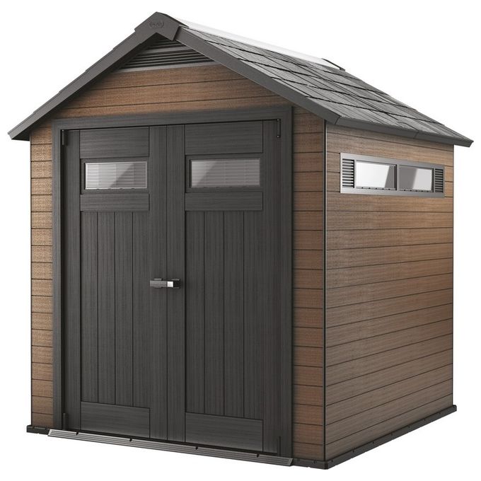 Keter Casetta da Giardino Fusion 757 in Resina e Legno 229,2x223,6x252,4h Marrone