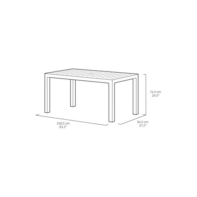 Keter Tavolo Melody  160,5X94,5X74,5H Grafite