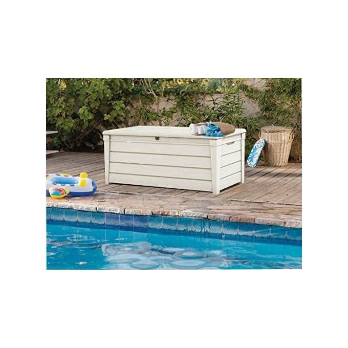 [ComeNuovo] Keter K252655 Brightwood Baule da Giardino 454 L portata 300 Kg pistoni idraulici chiusura lucchettabile colore Bianco