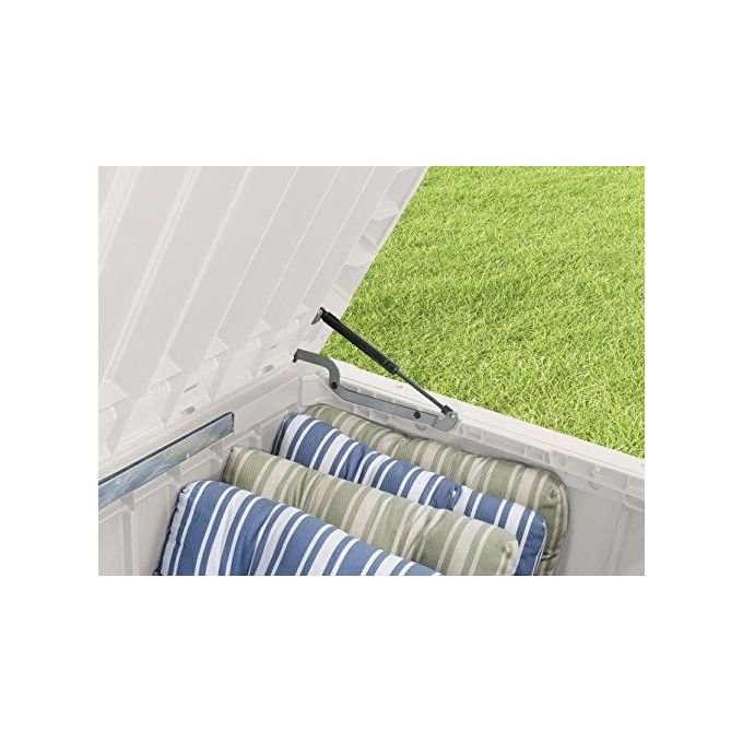 [ComeNuovo] Keter K252655 Brightwood Baule da Giardino 454 L portata 300 Kg pistoni idraulici chiusura lucchettabile colore Bianco