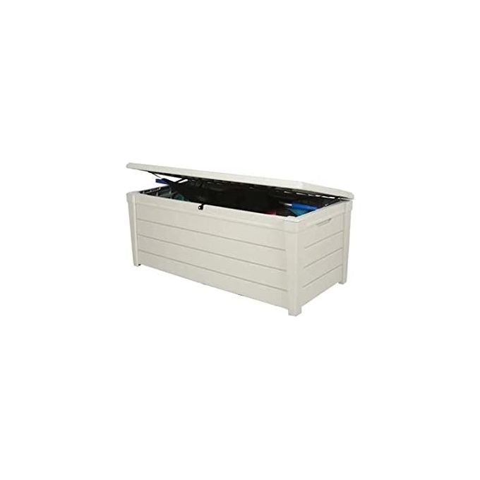 [ComeNuovo] Keter K252655 Brightwood Baule da Giardino 454 L portata 300 Kg pistoni idraulici chiusura lucchettabile colore Bianco