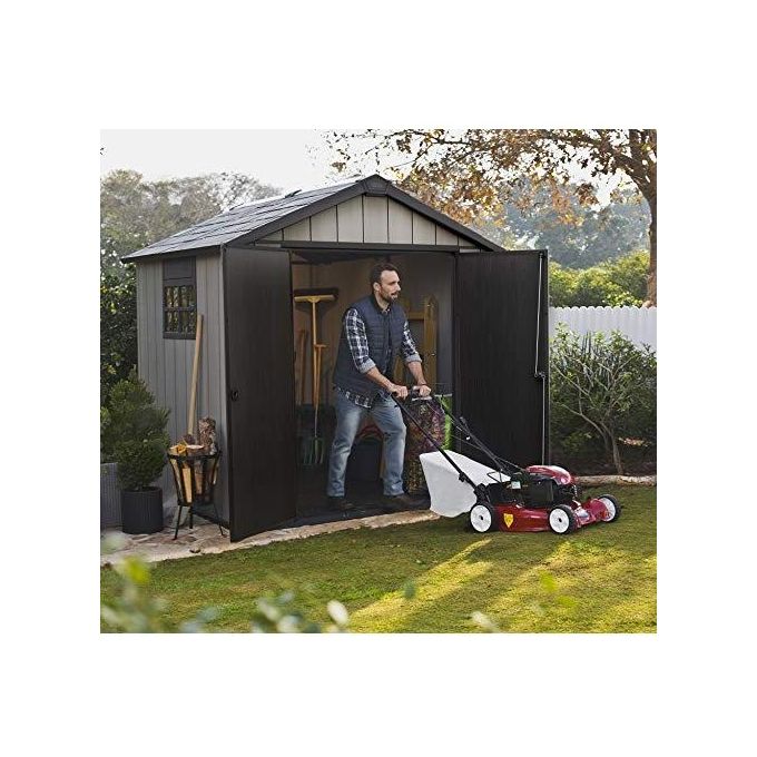 Keter OAKLAND 757 Casetta da Giardino in Resina DUOTECH Doppia Porta Pavimento Incluso 229x223x242 cm colore Grigio