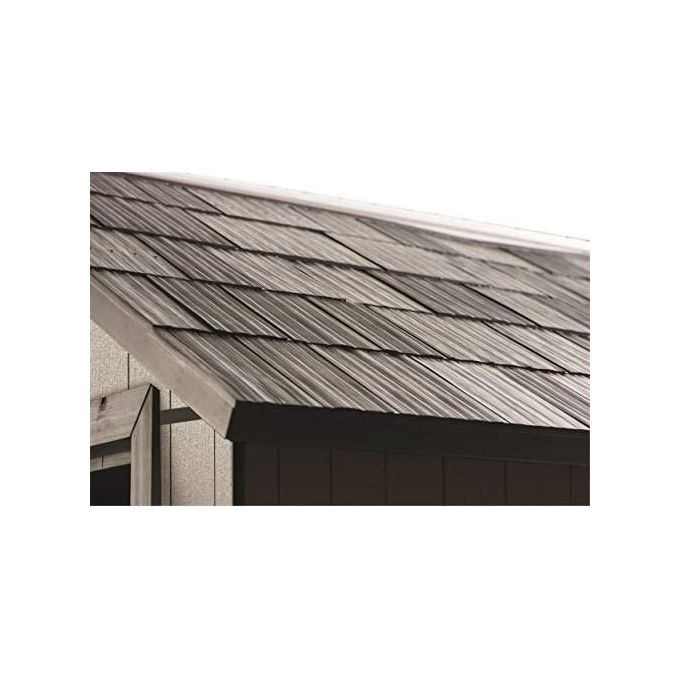 Keter OAKLAND 757 Casetta da Giardino in Resina DUOTECH Doppia Porta Pavimento Incluso 229x223x242 cm colore Grigio